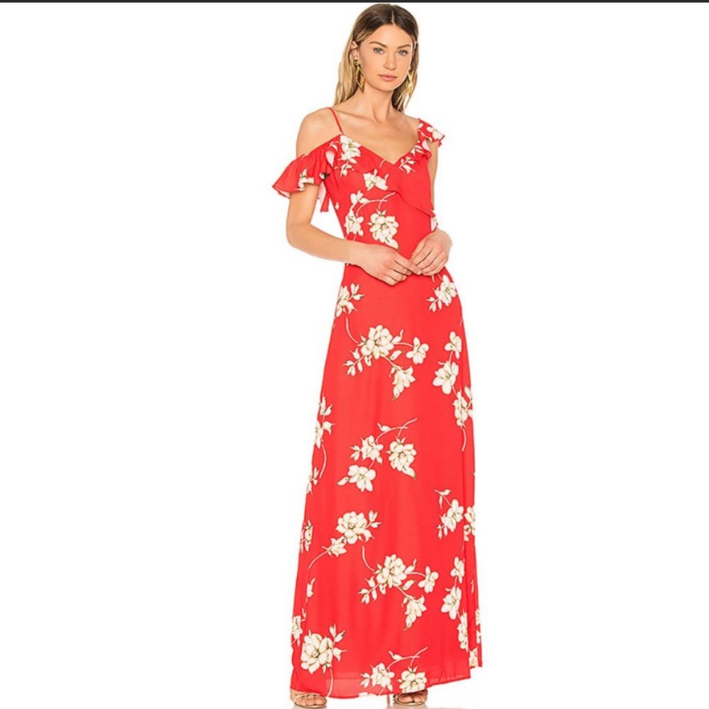 NWT Revolve Heartloom Dylan Red Floral Maxi Dress
